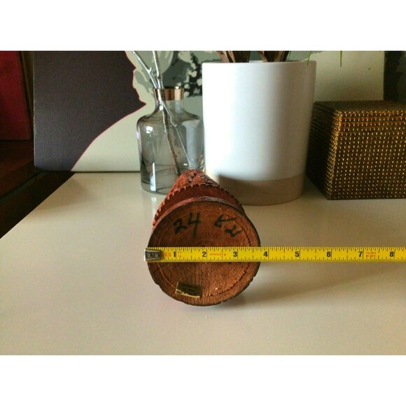 Vintage Vase Ornate Floral Hand Carvings Wooden 10" x 4"  Made In Thailand - Picture 14 of 14